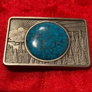 Turquoise Stone Western Belt Buckle